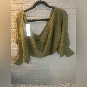 Commense Olive Open-Front Shrug Sweater